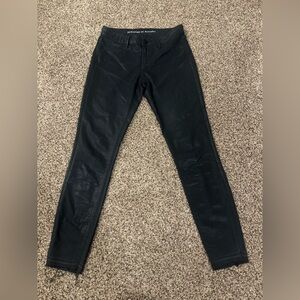 Articles of Society Shimmer Leather Look Stretch Raw Ankle Seam Jeans Size 26